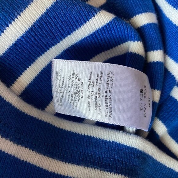 JC DE CASTELBAJAC LONG SLEEVE BLUE WHITE STRIPED TOP WITH YELLOW PATCH - XS - Picture 11 of 11